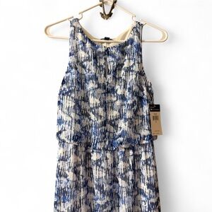 Chaps Navy and White Abstract Dress Sleeveless Summer Size 2 Stretch New